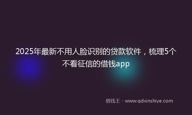 2025年最新不用人脸识别的贷款软件，梳理5个不看征信的借钱app