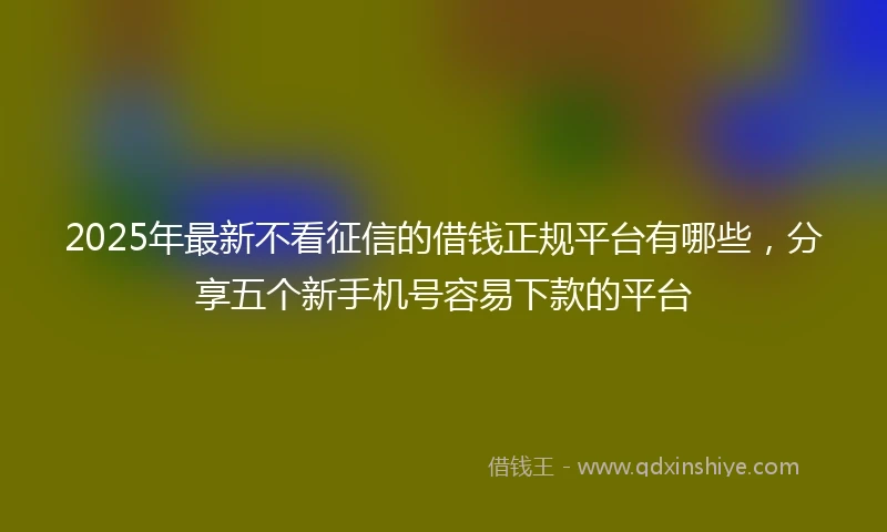 2025年最新不看征信的借钱正规平台有哪些，分享五个新手机号容易下款的平台
