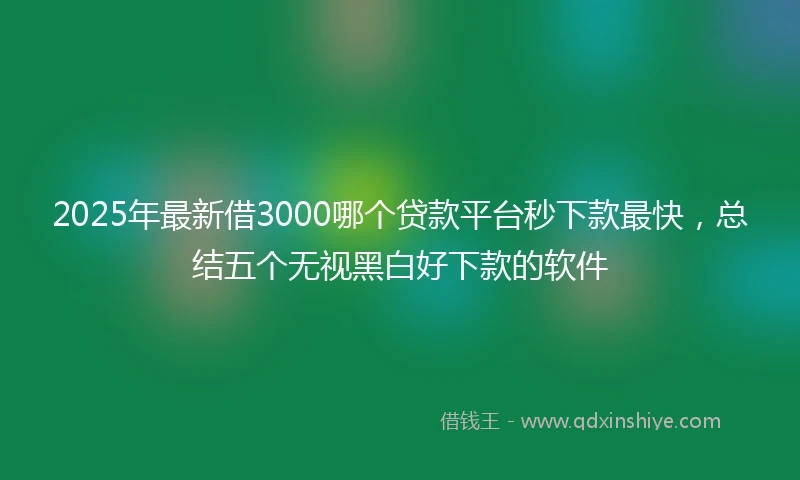 2025年最新借3000哪个贷款平台秒下款最快，总结五个无视黑白好下款的软件