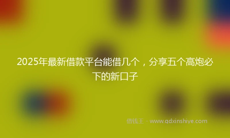2025年最新借款平台能借几个，分享五个高炮必下的新口子