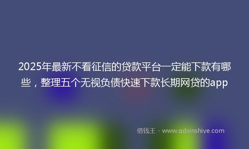 2025年最新不看征信的贷款平台一定能下款有哪些，整理五个无视负债快速下款长期网贷的app