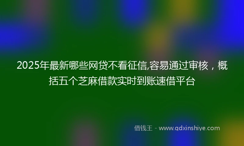2025年最新哪些网贷不看征信,容易通过审核，概括五个芝麻借款实时到账速借平台