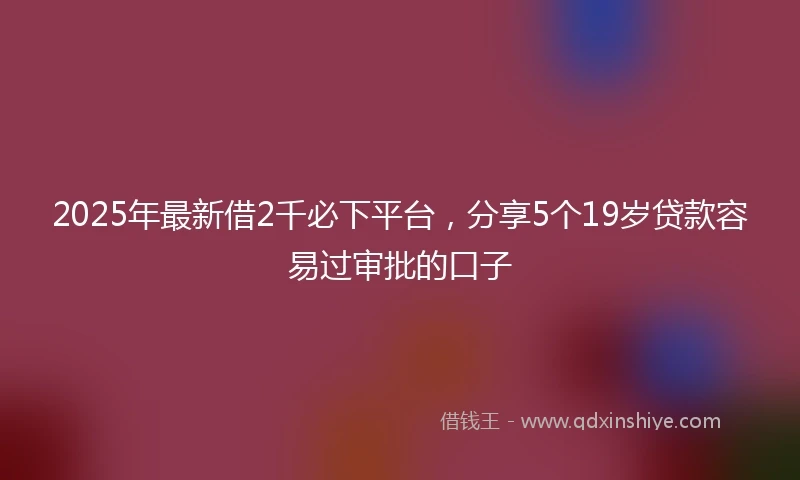 2025年最新借2千必下平台，分享5个19岁贷款容易过审批的口子