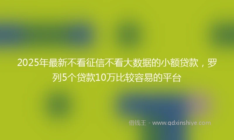 2025年最新不看征信不看大数据的小额贷款，罗列5个贷款10万比较容易的平台