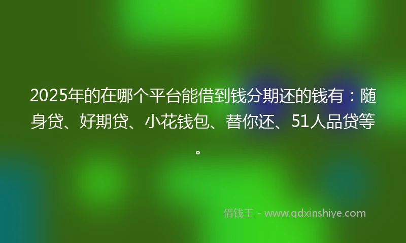 2025年的在哪个平台能借到钱分期还的钱有：随身贷、好期贷、小花钱包、替你还、51人品贷等。