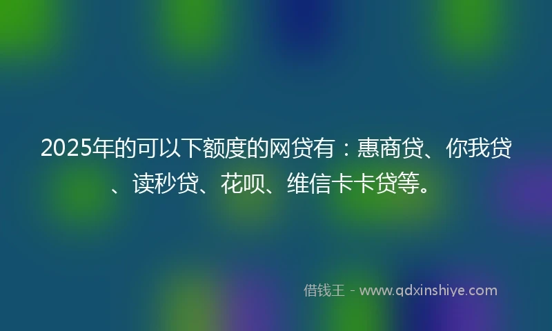 2025年的可以下额度的网贷有：惠商贷、你我贷、读秒贷、花呗、维信卡卡贷等。