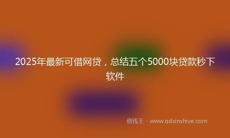2025年最新可借网贷，总结五个5000块贷款秒下软件