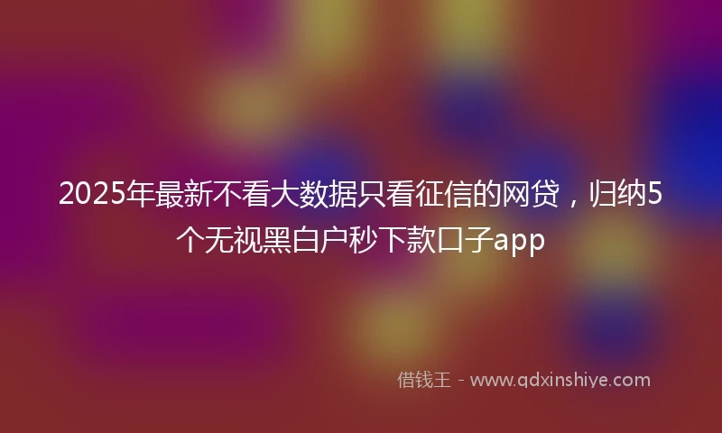 2025年最新不看大数据只看征信的网贷，归纳5个无视黑白户秒下款口子app