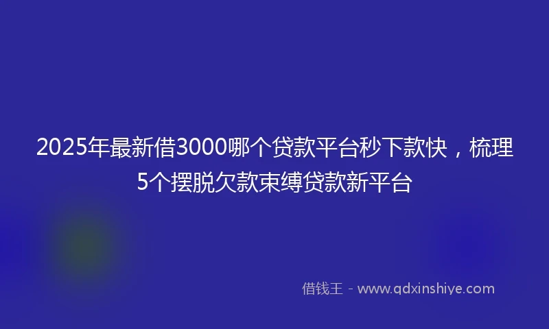 2025年最新借3000哪个贷款平台秒下款快，梳理5个摆脱欠款束缚贷款新平台