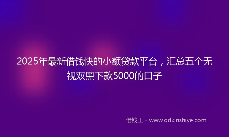 2025年最新借钱快的小额贷款平台，汇总五个无视双黑下款5000的口子