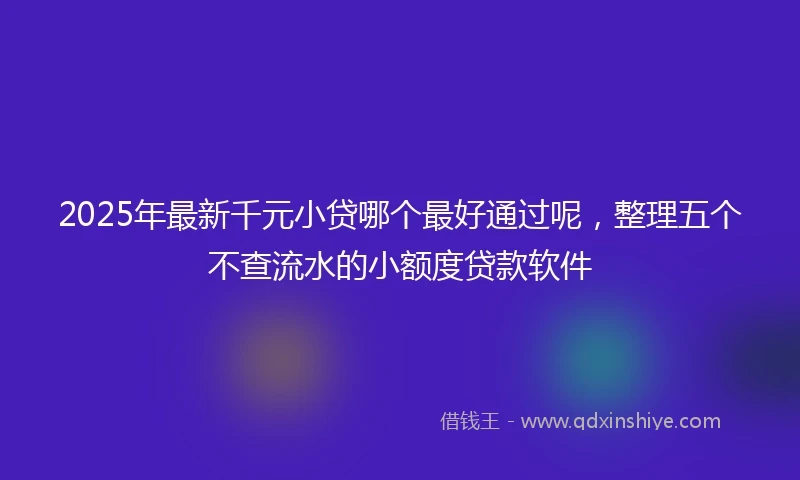 2025年最新千元小贷哪个最好通过呢，整理五个不查流水的小额度贷款软件
