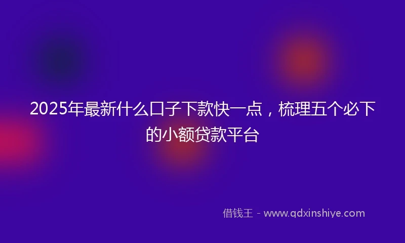 2025年最新什么口子下款快一点，梳理五个必下的小额贷款平台