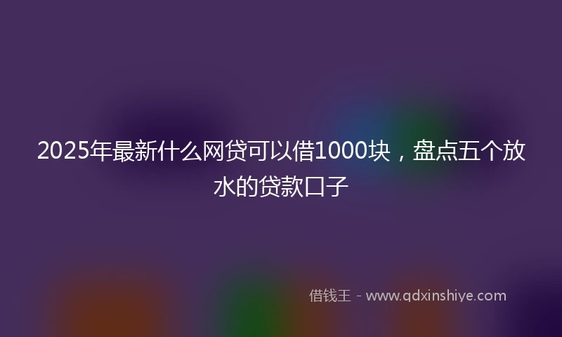 2025年最新什么网贷可以借1000块，盘点五个放水的贷款口子