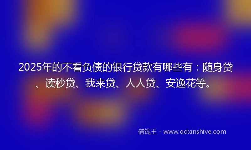 2025年的不看负债的银行贷款有哪些有：随身贷、读秒贷、我来贷、人人贷、安逸花等。