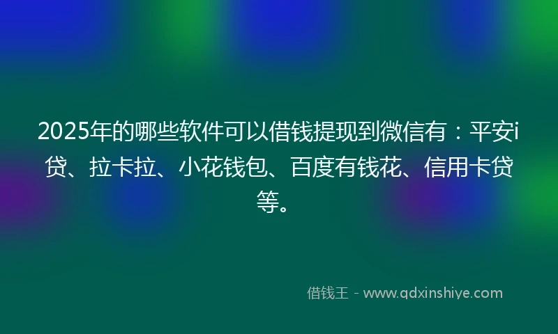 2025年的哪些软件可以借钱提现到微信有：平安i贷、拉卡拉、小花钱包、百度有钱花、信用卡贷等。