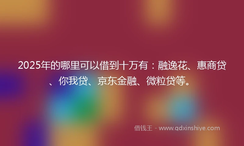 2025年的哪里可以借到十万有：融逸花、惠商贷、你我贷、京东金融、微粒贷等。