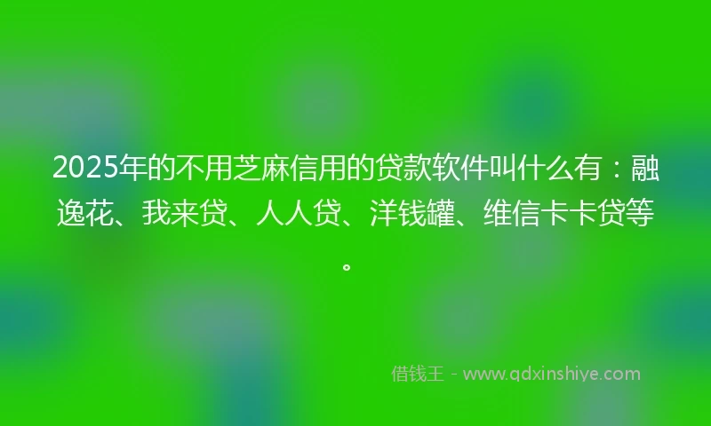 2025年的不用芝麻信用的贷款软件叫什么有：融逸花、我来贷、人人贷、洋钱罐、维信卡卡贷等。
