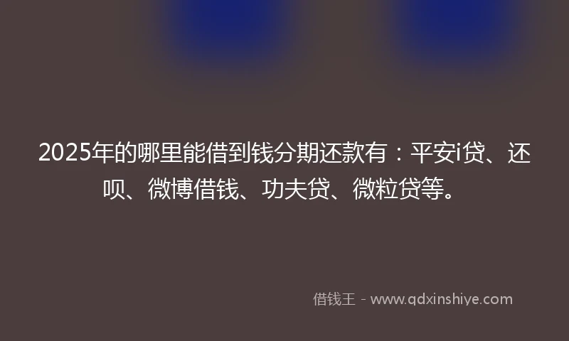 2025年的哪里能借到钱分期还款有：平安i贷、还呗、微博借钱、功夫贷、微粒贷等。