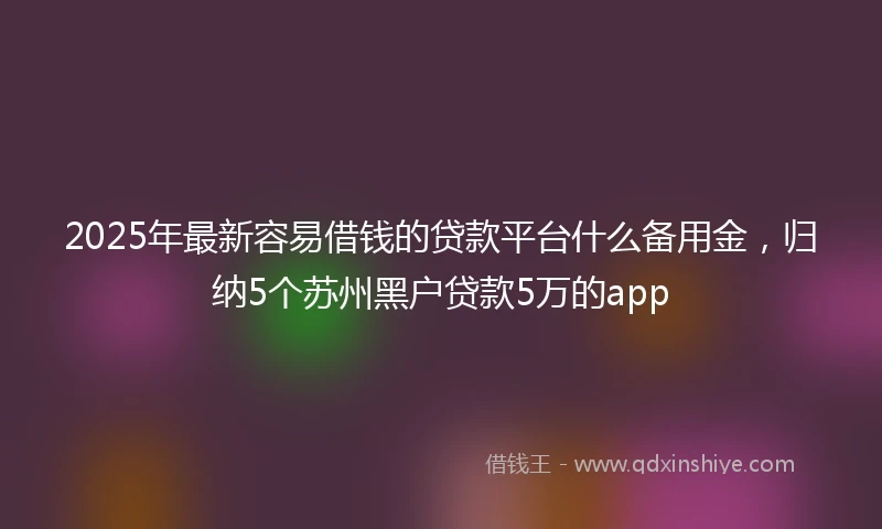 2025年最新容易借钱的贷款平台什么备用金，归纳5个苏州黑户贷款5万的app