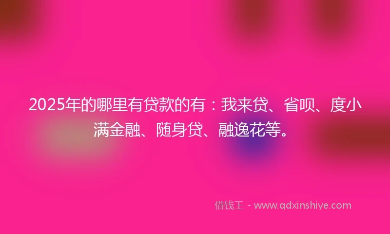 2025年的哪里有贷款的有：我来贷、省呗、度小满金融、随身贷、融逸花等。