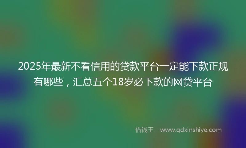 2025年最新不看信用的贷款平台一定能下款正规有哪些，汇总五个18岁必下款的网贷平台