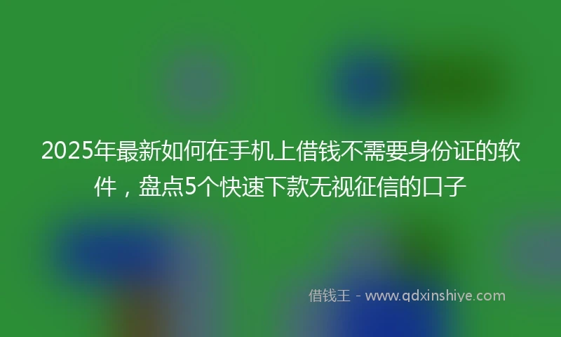 2025年最新如何在手机上借钱不需要身份证的软件，盘点5个快速下款无视征信的口子