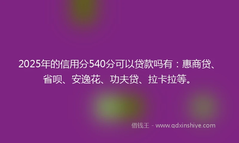 2025年的信用分540分可以贷款吗有：惠商贷、省呗、安逸花、功夫贷、拉卡拉等。