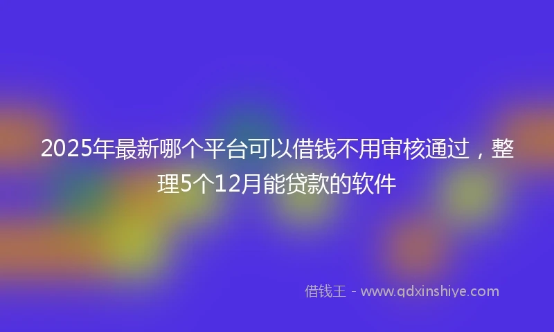 2025年最新哪个平台可以借钱不用审核通过，整理5个12月能贷款的软件
