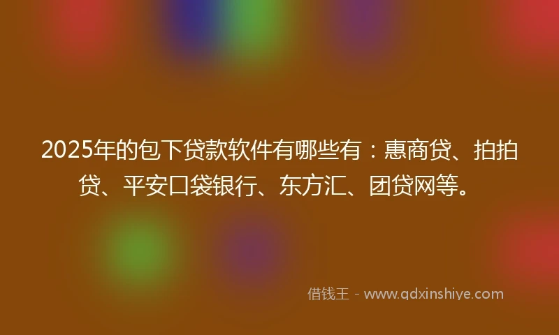 2025年的包下贷款软件有哪些有：惠商贷、拍拍贷、平安口袋银行、东方汇、团贷网等。