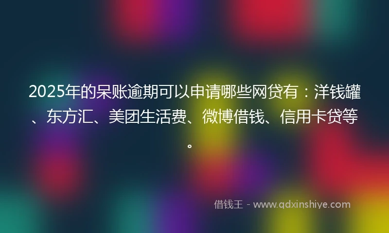 2025年的呆账逾期可以申请哪些网贷有：洋钱罐、东方汇、美团生活费、微博借钱、信用卡贷等。