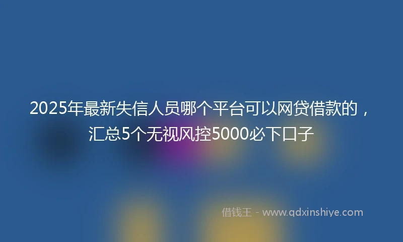 2025年最新失信人员哪个平台可以网贷借款的，汇总5个无视风控5000必下口子