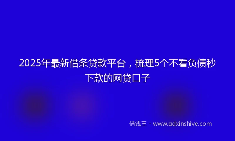 2025年最新借条贷款平台，梳理5个不看负债秒下款的网贷口子