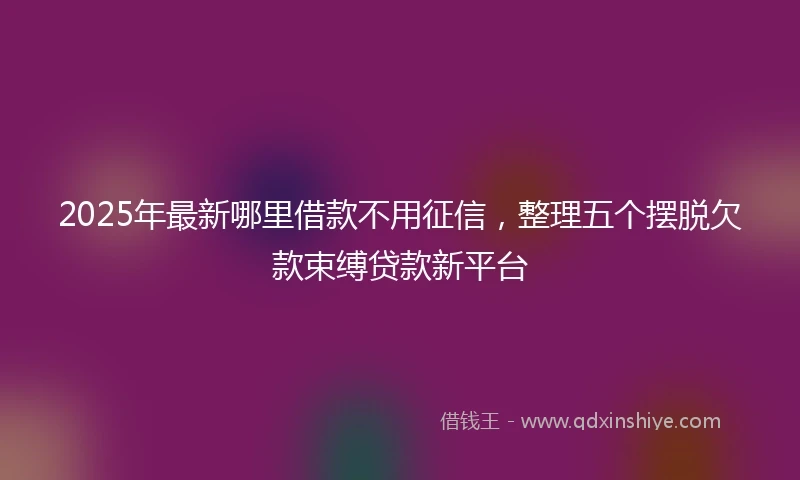 2025年最新哪里借款不用征信，整理五个摆脱欠款束缚贷款新平台