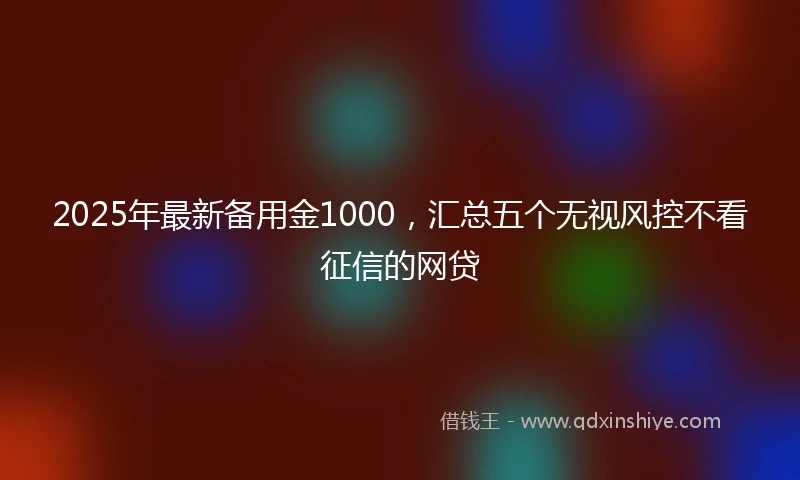 2025年最新备用金1000，汇总五个无视风控不看征信的网贷