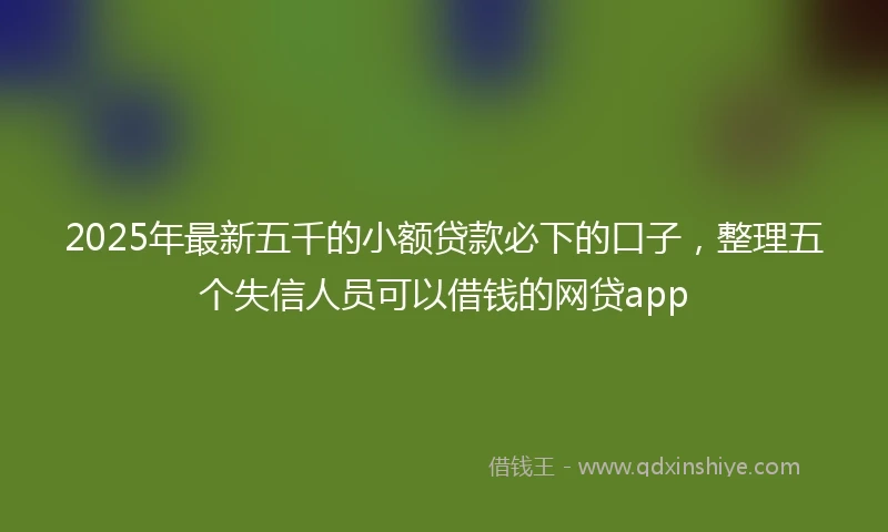 2025年最新五千的小额贷款必下的口子，整理五个失信人员可以借钱的网贷app