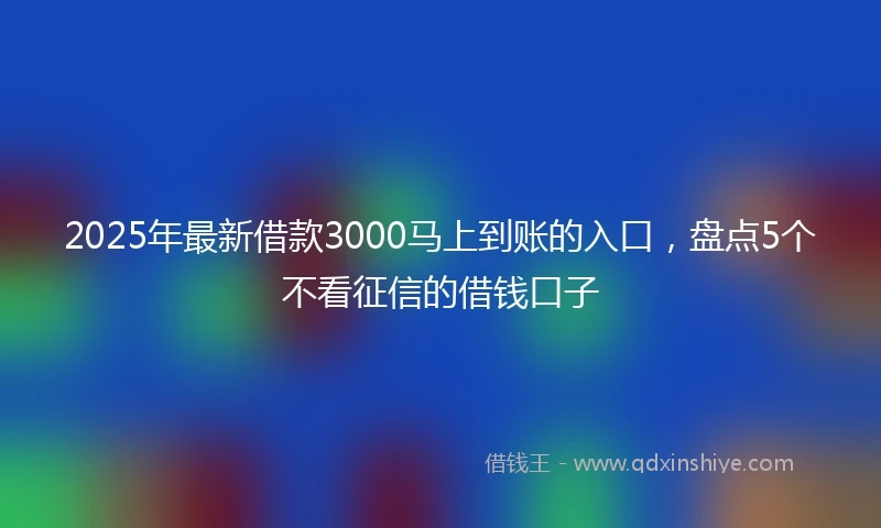 2025年最新借款3000马上到账的入口，盘点5个不看征信的借钱口子