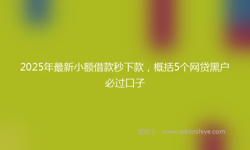 2025年最新小额借款秒下款，概括5个网贷黑户必过口子