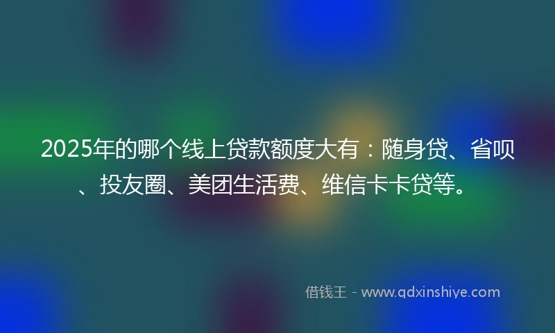 2025年的哪个线上贷款额度大有：随身贷、省呗、投友圈、美团生活费、维信卡卡贷等。