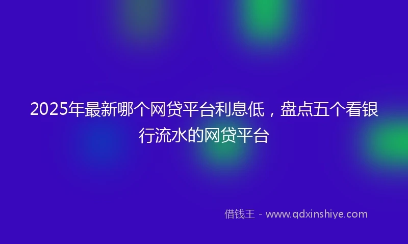 2025年最新哪个网贷平台利息低，盘点五个看银行流水的网贷平台