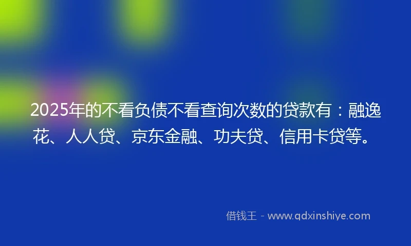 2025年的不看负债不看查询次数的贷款有：融逸花、人人贷、京东金融、功夫贷、信用卡贷等。