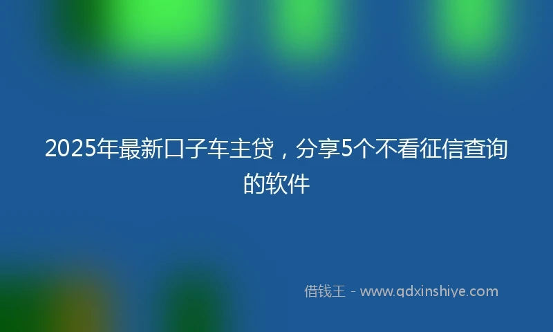 2025年最新口子车主贷，分享5个不看征信查询的软件