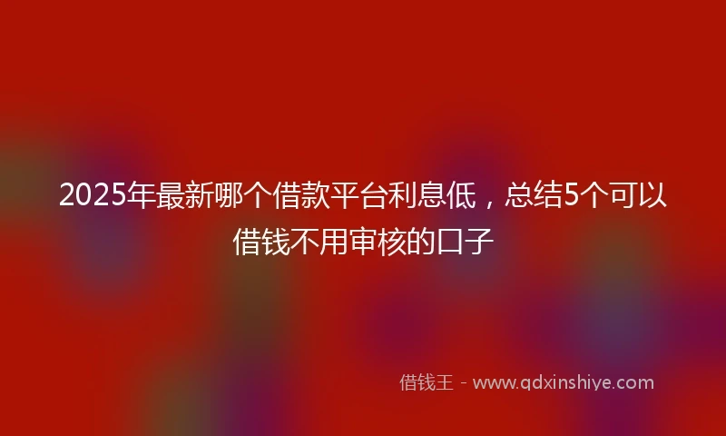 2025年最新哪个借款平台利息低，总结5个可以借钱不用审核的口子