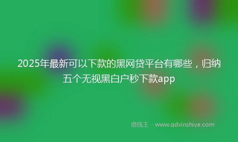 2025年最新可以下款的黑网贷平台有哪些，归纳五个无视黑白户秒下款app