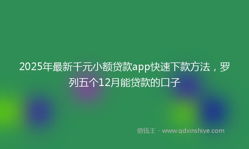 2025年最新千元小额贷款app快速下款方法，罗列五个12月能贷款的口子