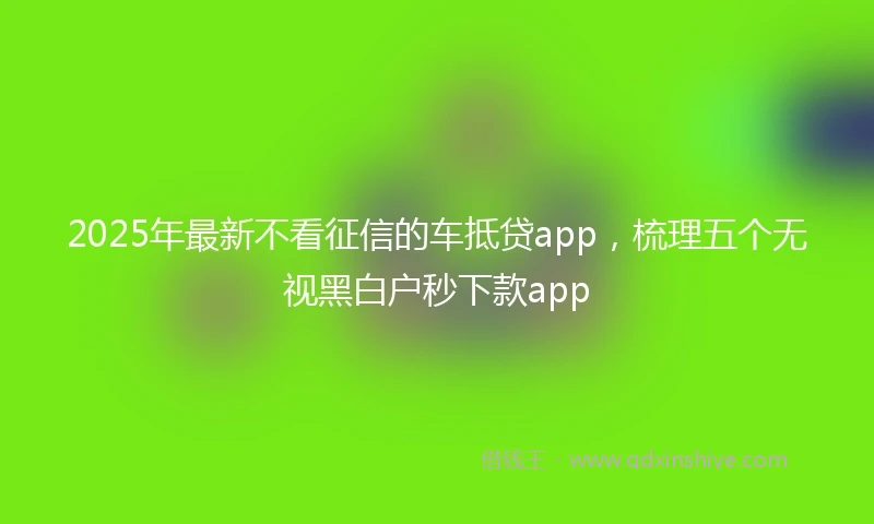 2025年最新不看征信的车抵贷app，梳理五个无视黑白户秒下款app