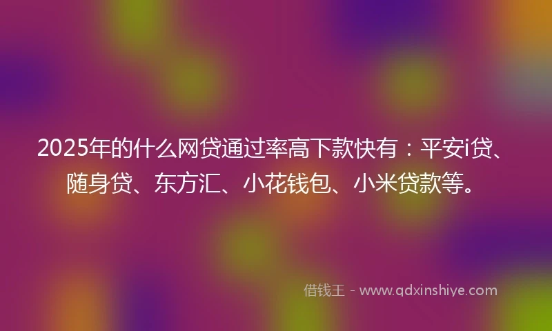 2025年的什么网贷通过率高下款快有：平安i贷、随身贷、东方汇、小花钱包、小米贷款等。