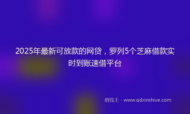 2025年最新可放款的网贷，罗列5个芝麻借款实时到账速借平台