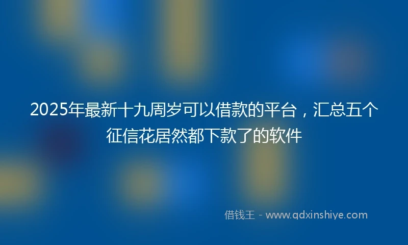 2025年最新十九周岁可以借款的平台，汇总五个征信花居然都下款了的软件