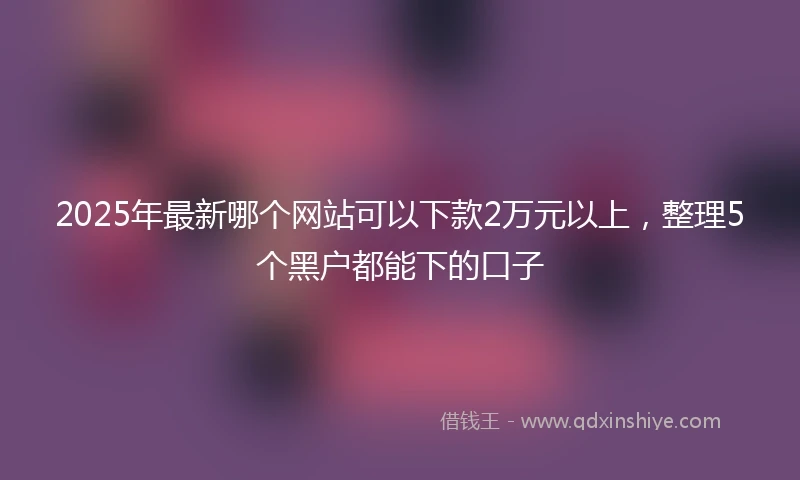 2025年最新哪个网站可以下款2万元以上，整理5个黑户都能下的口子