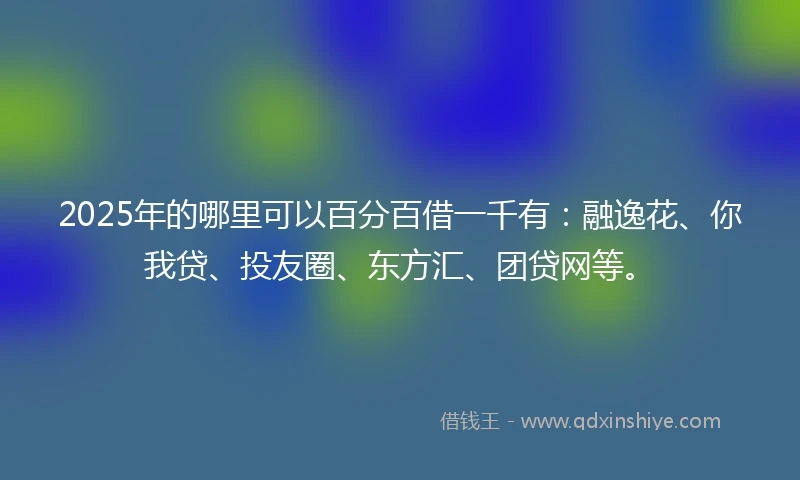 2025年的哪里可以百分百借一千有：融逸花、你我贷、投友圈、东方汇、团贷网等。